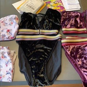 Black velvet bralette and panty set